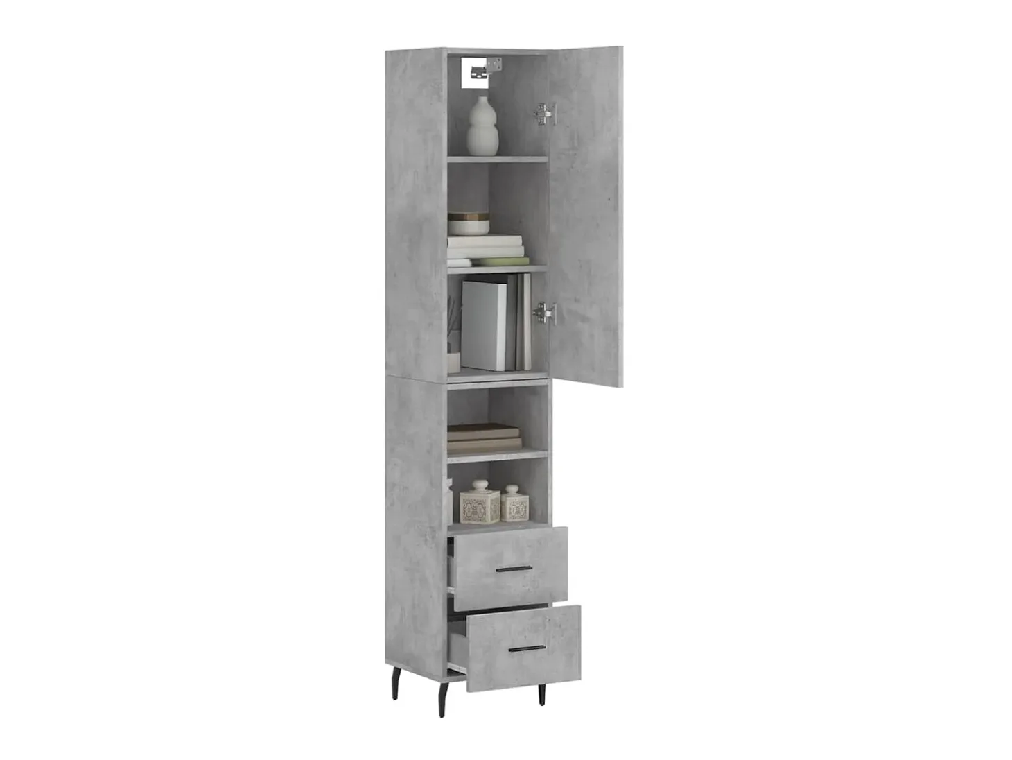 Aparador de madera contrachapada gris hormigón 34,5x34x180 cm ES42805