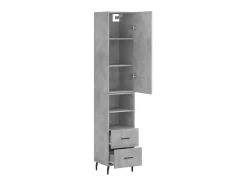 Aparador de madera contrachapada gris hormigón 34,5x34x180 cm ES42805
