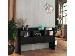 Aparador de madera contrachapada negro 105x30x70 cm ES588852