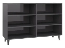 Aparador de madera contrachapada gris brillante 103,5x35x70 cm