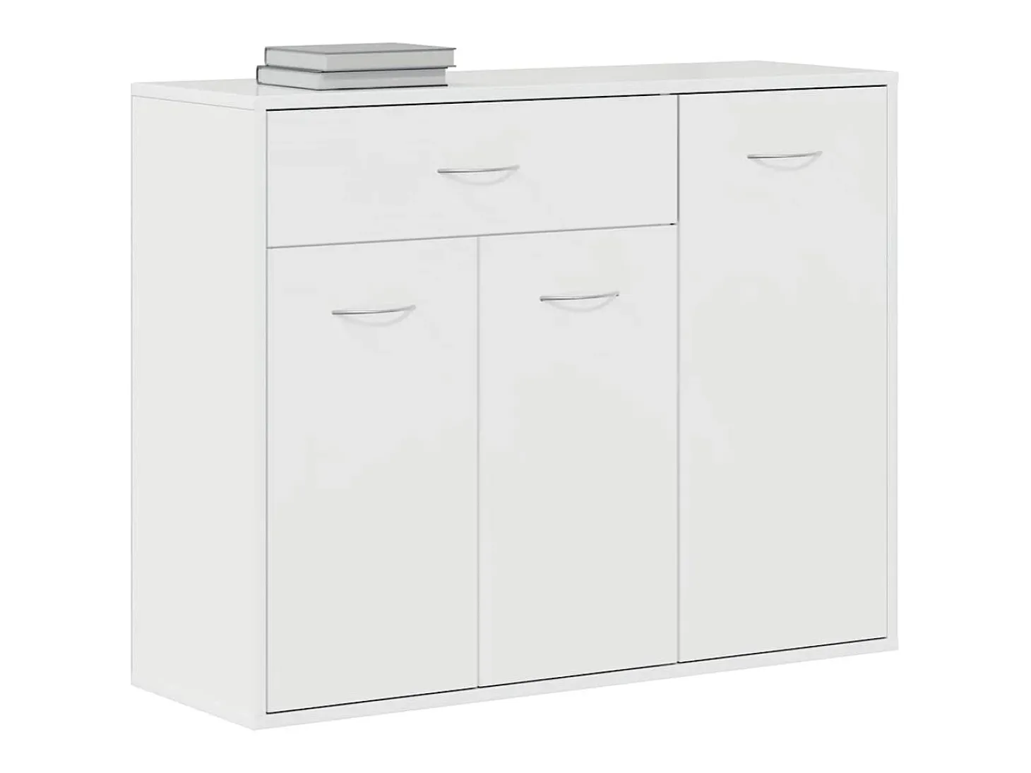 Aparador de madera contrachapada blanco brillante 88x30x70 cm