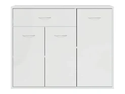 Aparador de madera contrachapada blanco brillante 88x30x70 cm