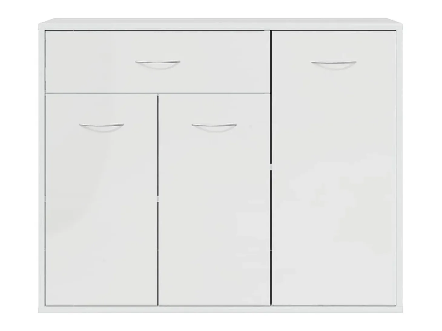Aparador de madera contrachapada blanco brillante 88x30x70 cm