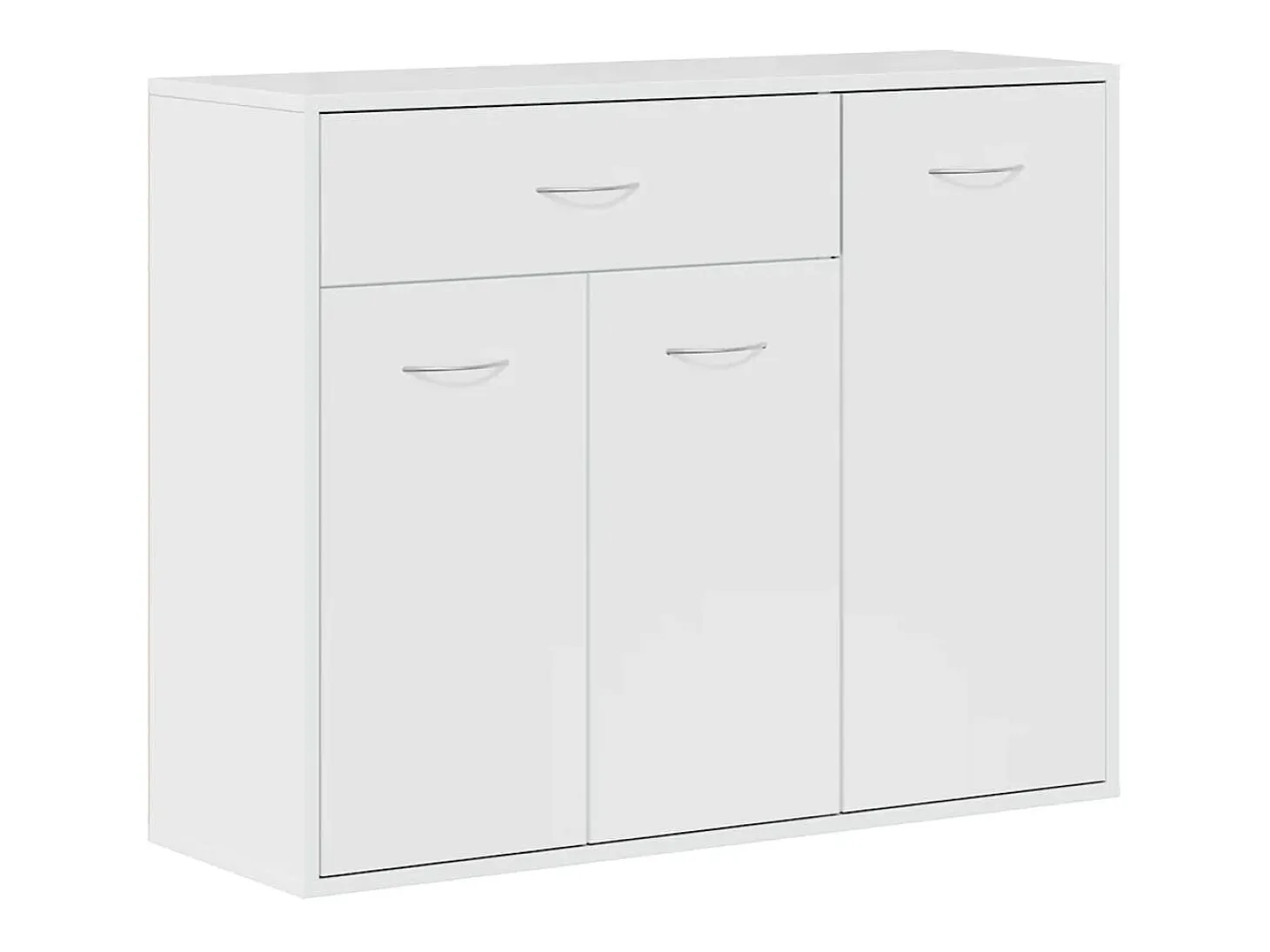 Aparador de madera contrachapada blanco brillante 88x30x70 cm