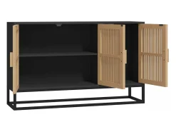 Aparador de madera contrachapada negro 105x30x65 cm