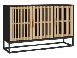 Aparador de madera contrachapada negro 105x30x65 cm