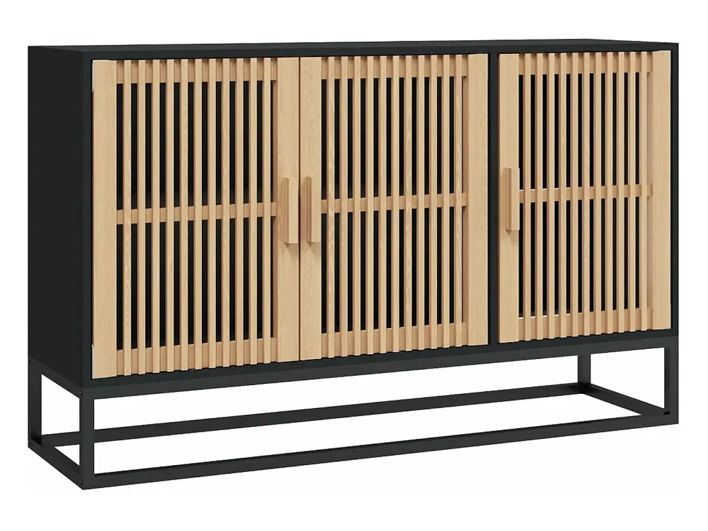Aparador de madera contrachapada negro 105x30x65 cm