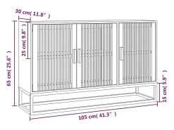 Aparador de madera contrachapada negro 105x30x65 cm