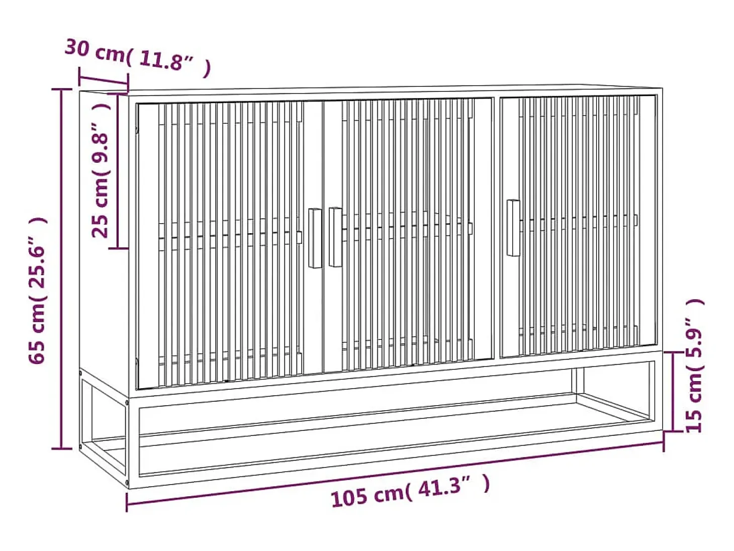 Aparador de madera contrachapada negro 105x30x65 cm