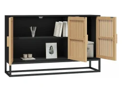 Aparador de madera contrachapada negro 105x30x65 cm