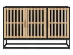Aparador de madera contrachapada negro 105x30x65 cm