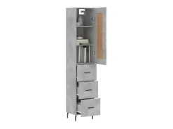 Aparador de madera contrachapada gris hormigón 34,5x34x180 cm ES44881