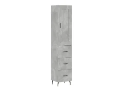Aparador de madera contrachapada gris hormigón 34,5x34x180 cm ES44881