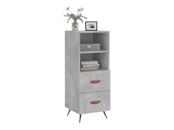 Aparador de madera contrachapada gris hormigón 34,5x34x90 cm