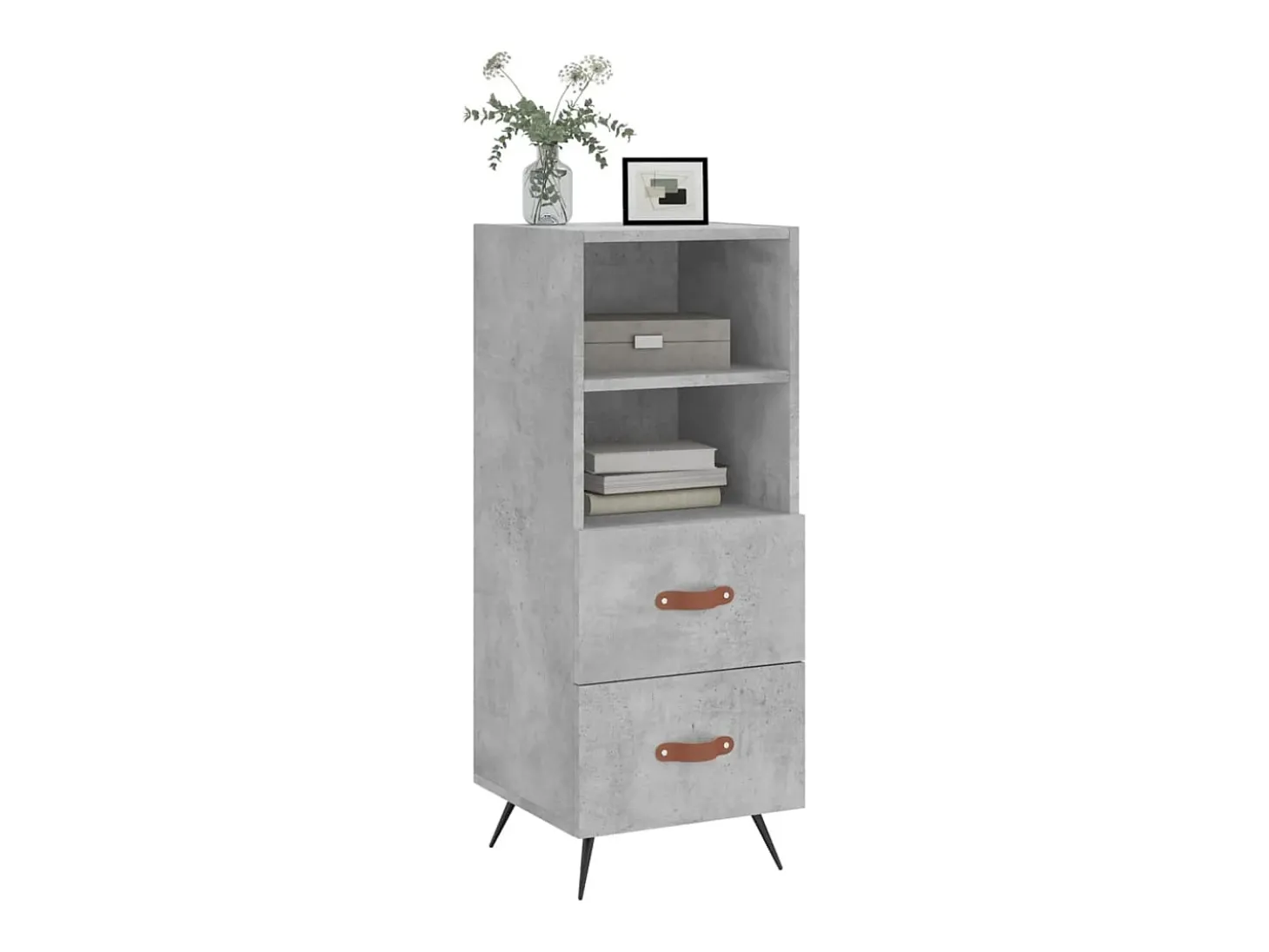 Aparador de madera contrachapada gris hormigón 34,5x34x90 cm