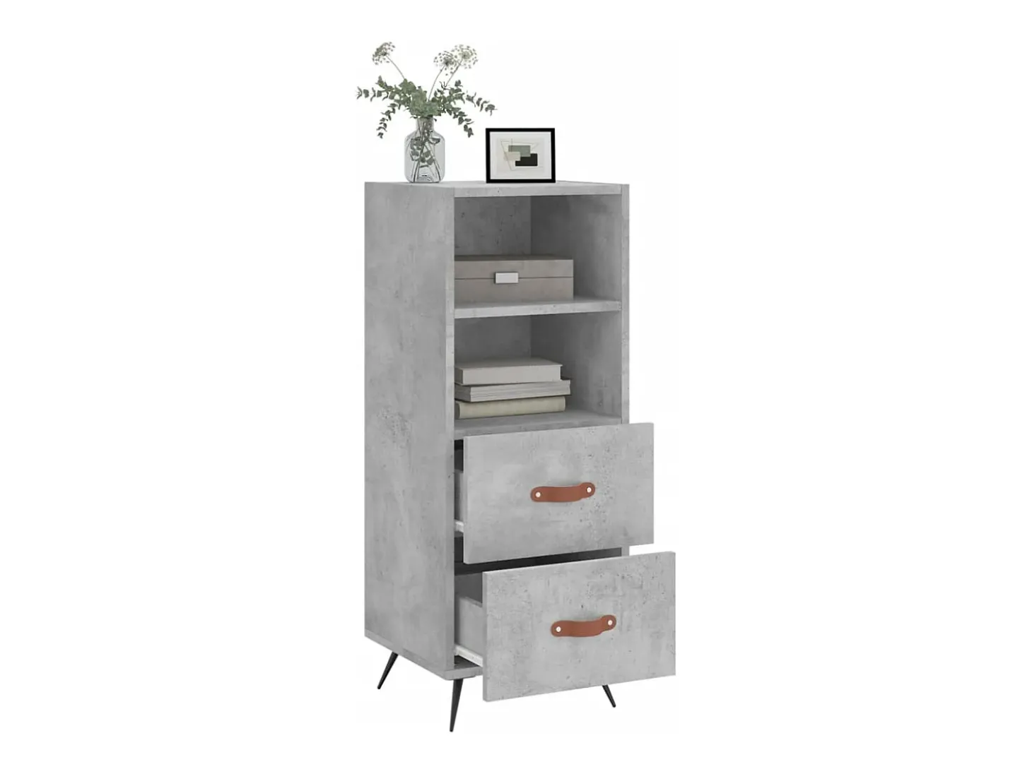 Aparador de madera contrachapada gris hormigón 34,5x34x90 cm