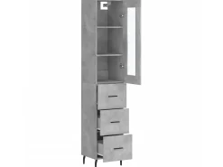 Aparador de madera contrachapada gris hormigón 34,5x34x180 cm ES33686