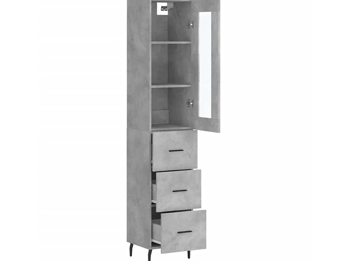 Aparador de madera contrachapada gris hormigón 34,5x34x180 cm ES33686