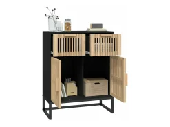 Aparador de madera contrachapada negro 60x30x75 cm