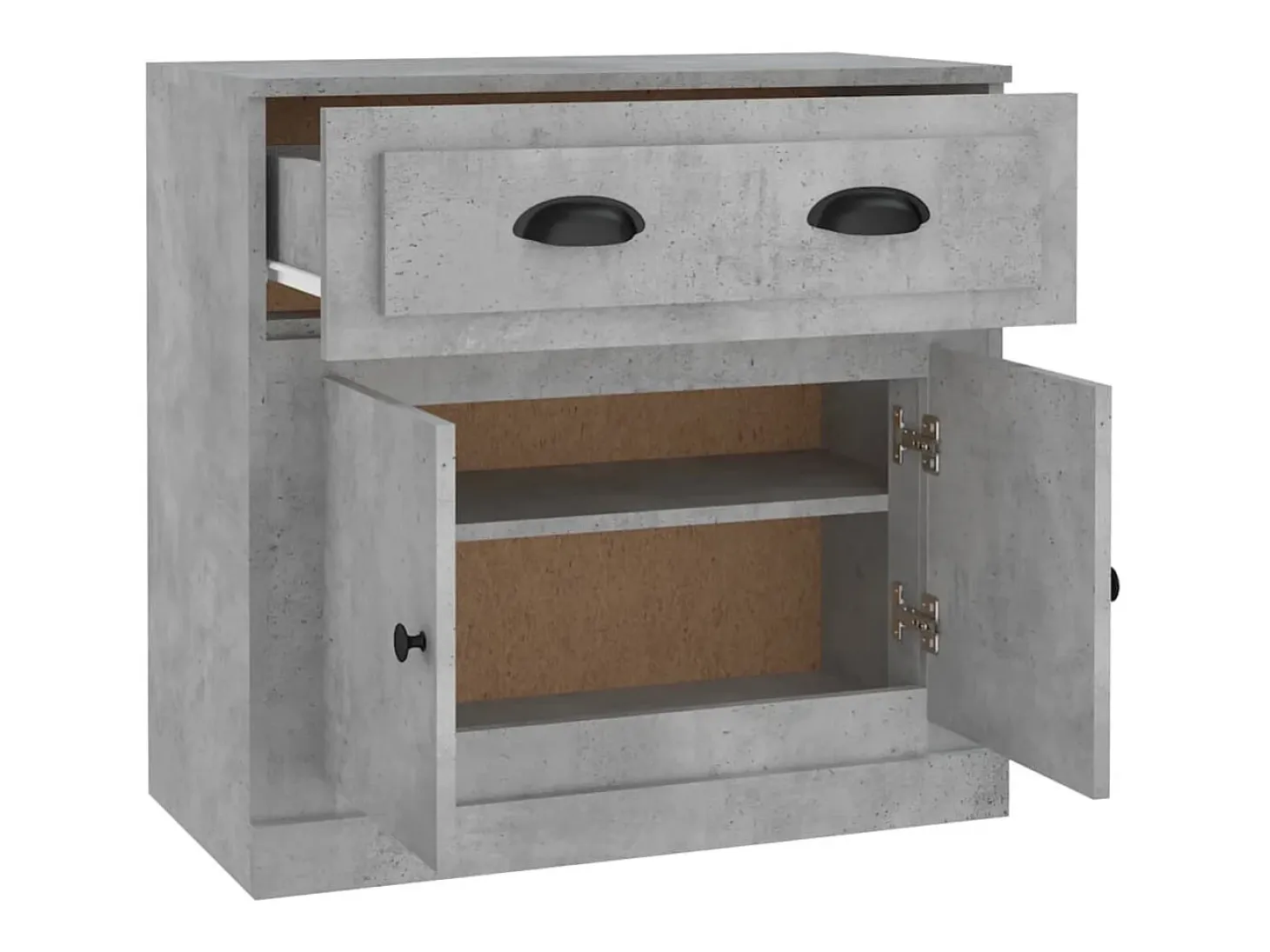 Aparador de madera contrachapada gris hormigón 70x35,5x67,5 cm