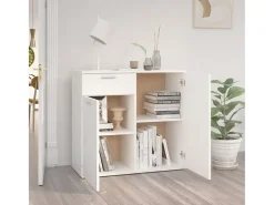 Aparador de madera contrachapada blanco 80x36x75 cm