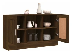 Aparador de madera contrachapada roble marrón 120x30,5x70 cm