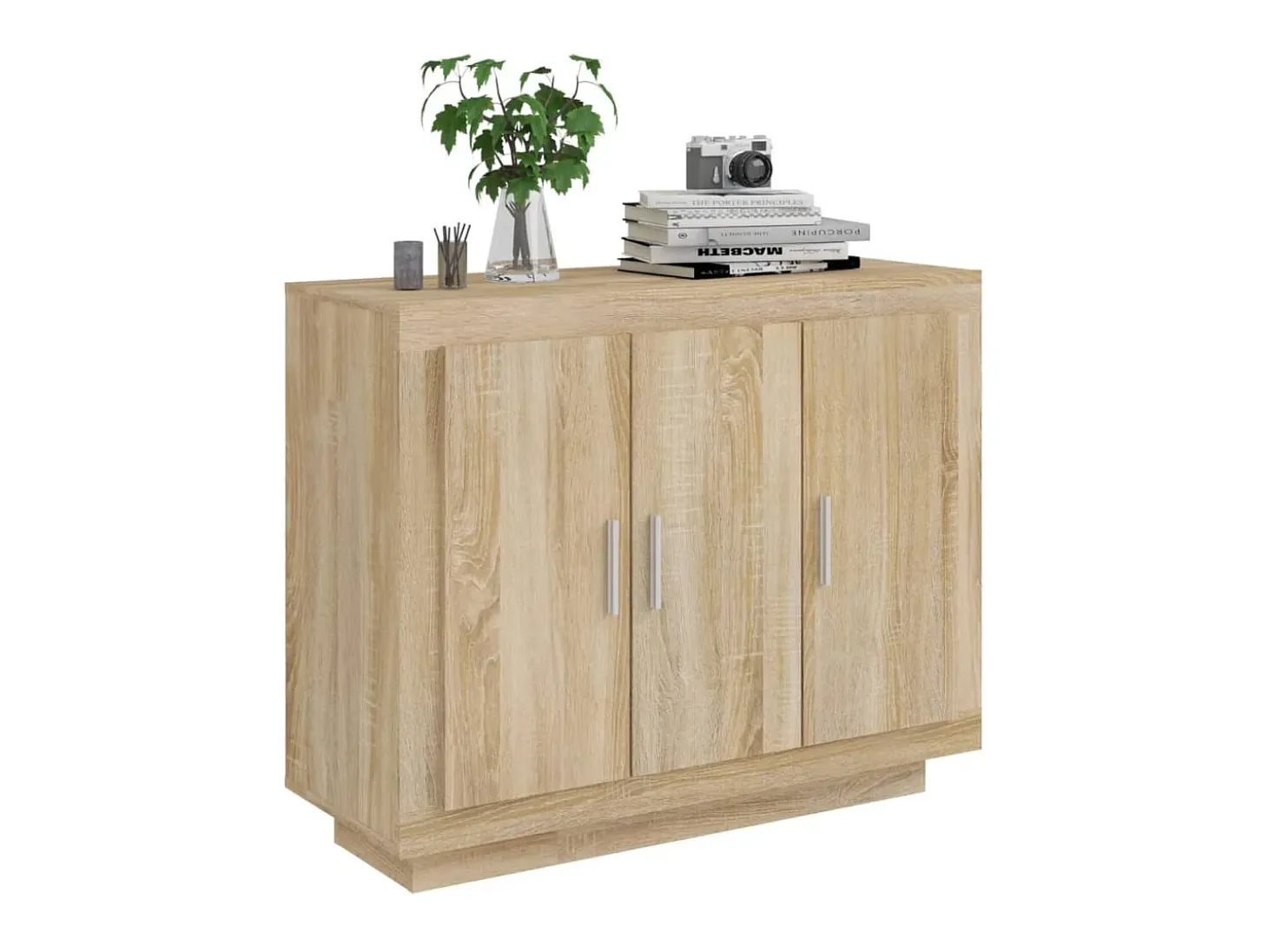 Aparador de madera contrachapada color roble Sonoma 92x35x75 cm ES34945