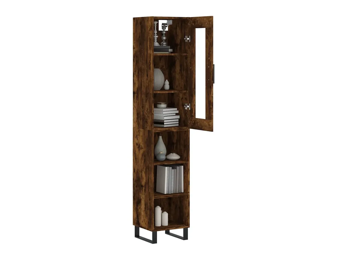 Aparador de madera contrachapada roble ahumado 34,5x34x180 cm ES14418