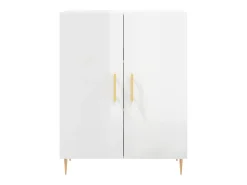 Aparador de madera contrachapada blanco brillante 69,5x34x90 cm