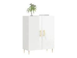 Aparador de madera contrachapada blanco brillante 69,5x34x90 cm