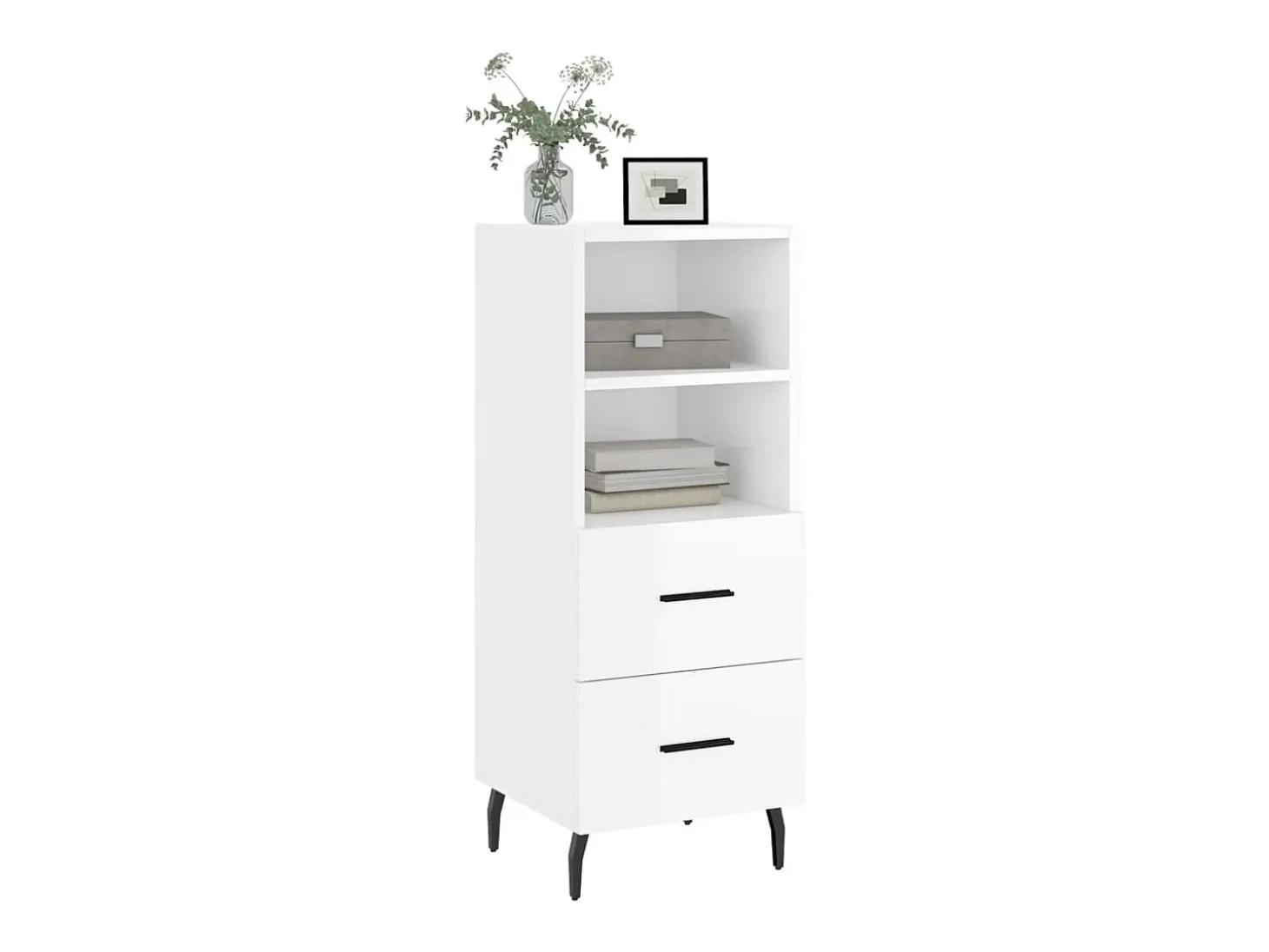 Aparador de madera contrachapada blanco brillante 34,5x34x90 cm ES87074