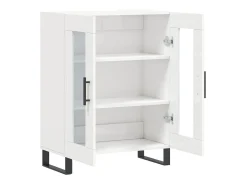 Aparador de madera contrachapada blanco brillante 69,5x34x90 cm