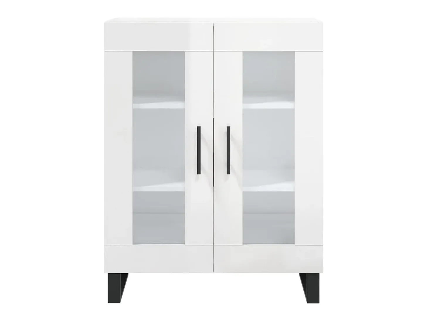 Aparador de madera contrachapada blanco brillante 69,5x34x90 cm