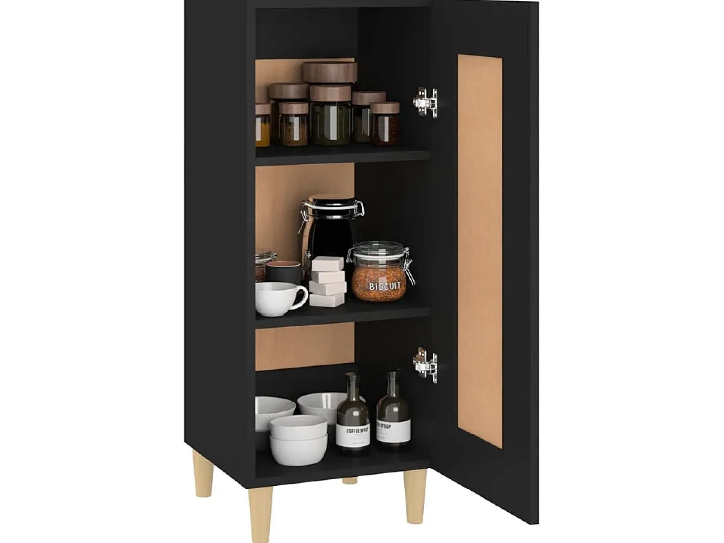Aparador de madera contrachapada negro 34,5x34x90 cm ES71128