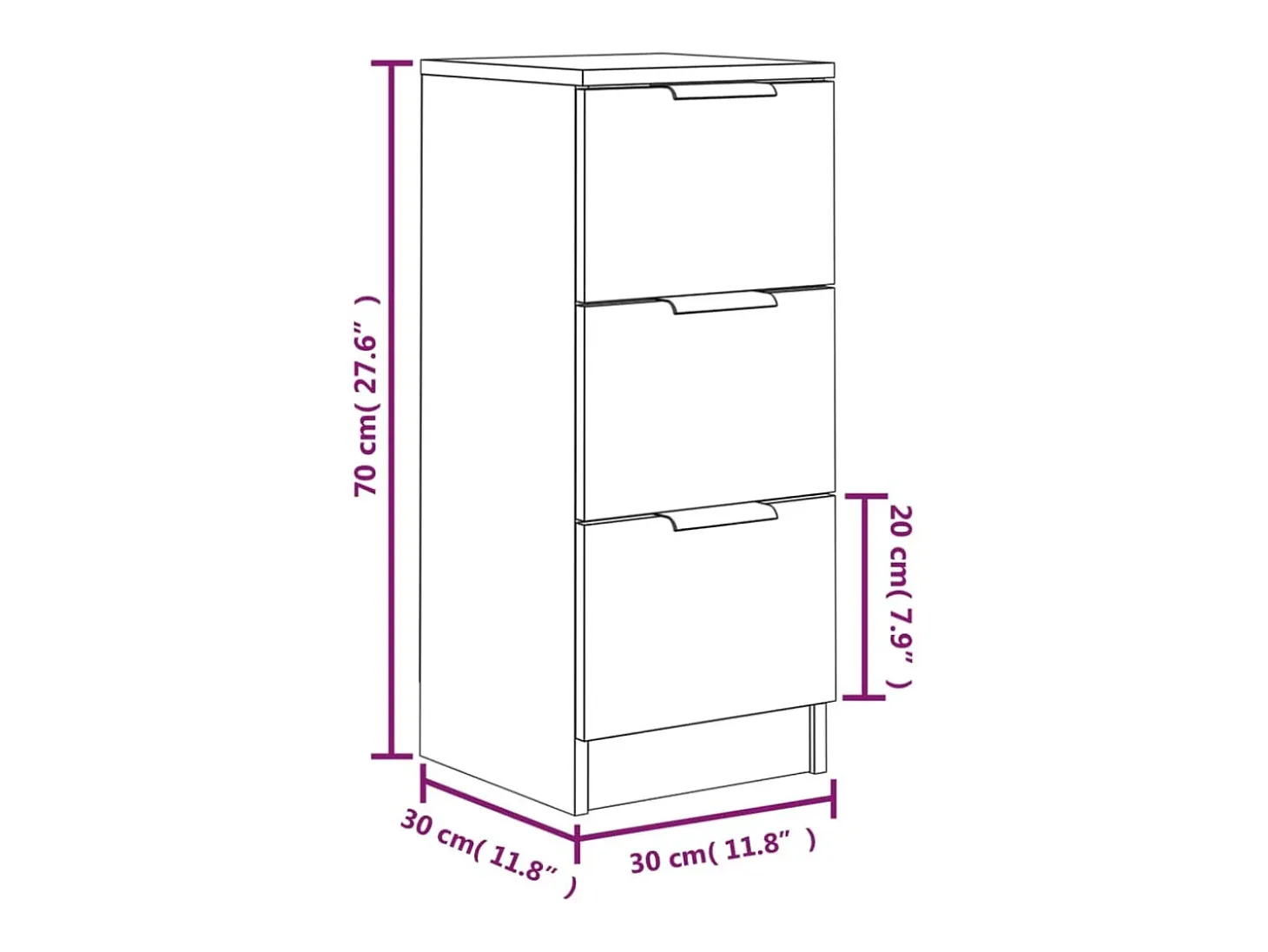 Aparador de madera contrachapada roble Sonoma 30x30x70 cm