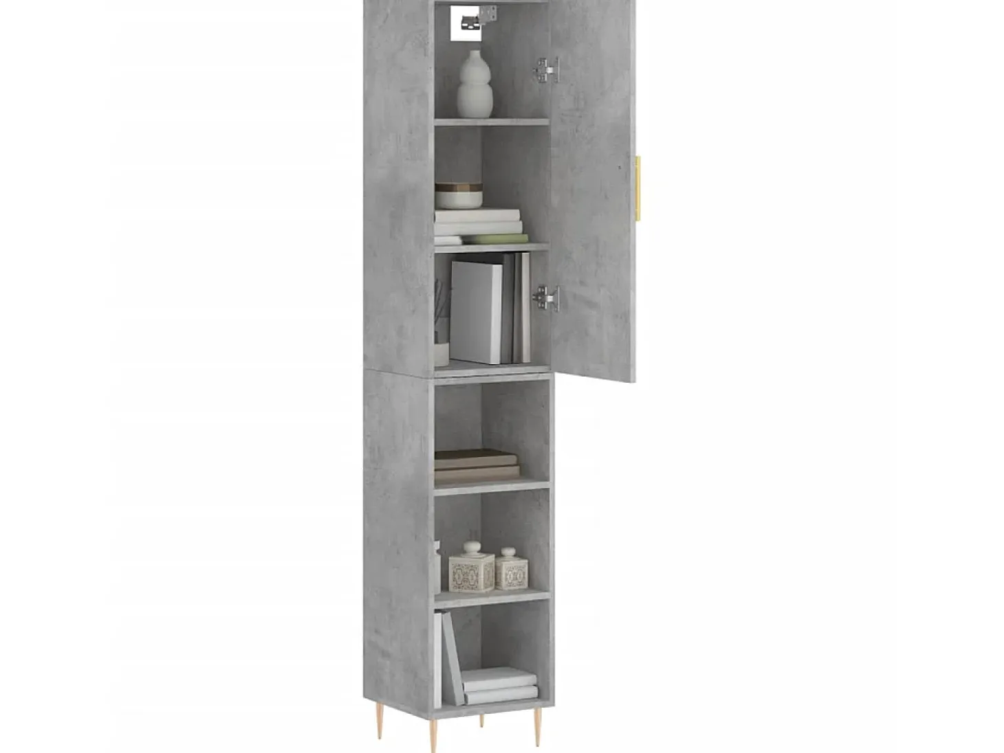Aparador de madera contrachapada gris hormigón 34,5x34x180 cm ES84844
