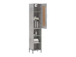 Aparador de madera contrachapada gris hormigón 34,5x34x180 cm ES54813