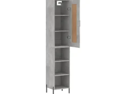 Aparador de madera contrachapada gris hormigón 34,5x34x180 cm ES54813