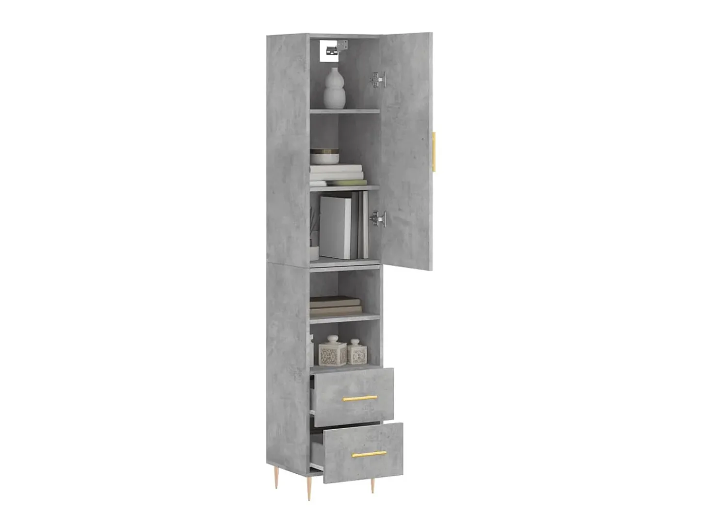 Aparador de madera contrachapada gris hormigón 34,5x34x180 cm ES65164