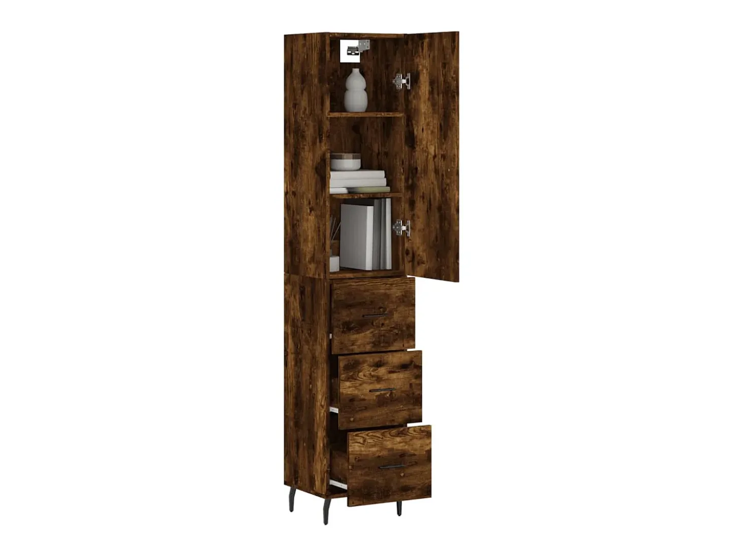Aparador de madera contrachapada roble ahumado 34,5x34x180 cm ES97109
