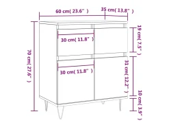 Aparador de madera contrachapada blanco 60x35x70 cm