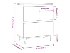 Aparador de madera contrachapada gris Sonoma 60x35x70 cm