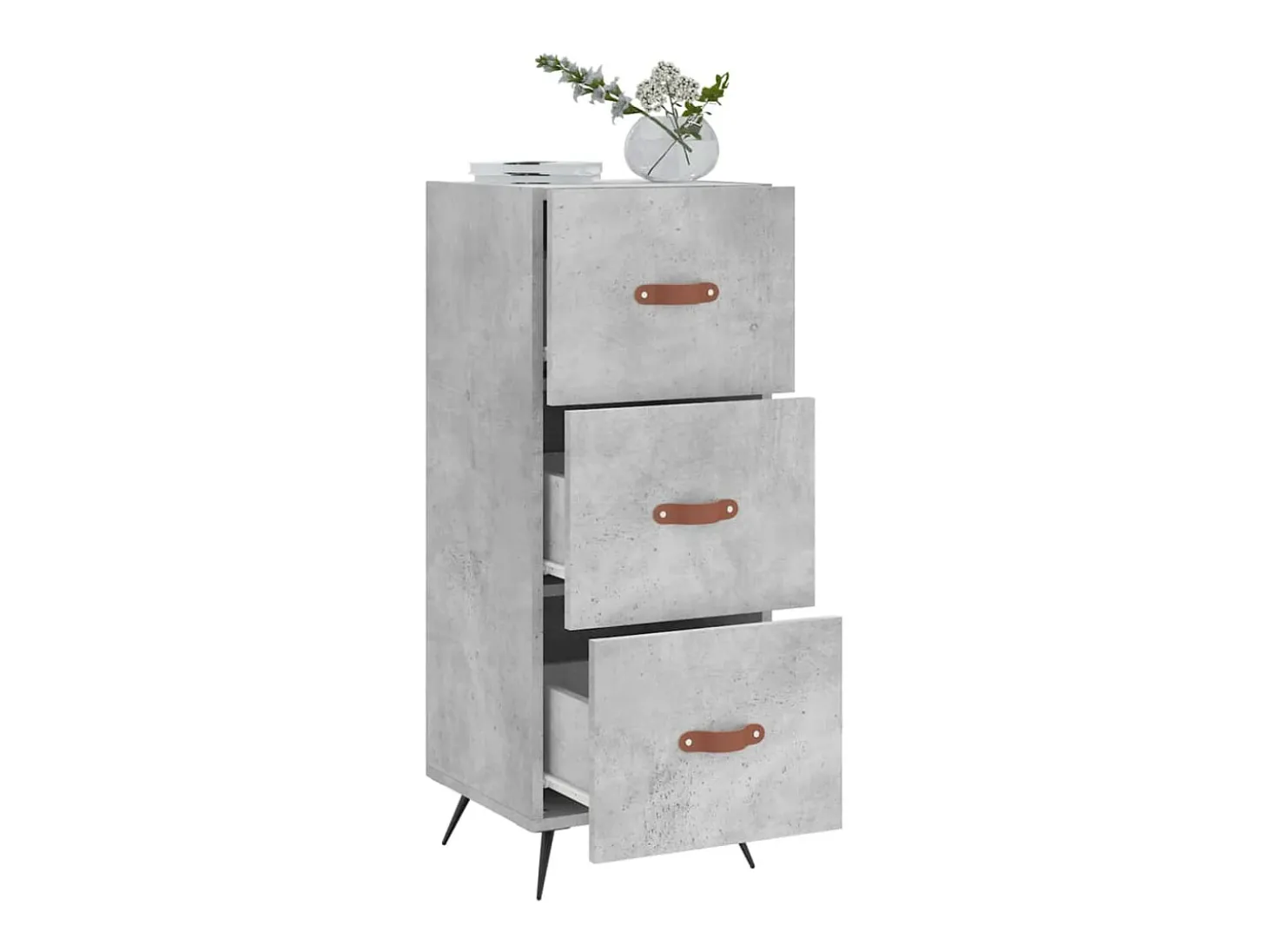 Aparador de madera contrachapada gris hormigón 34,5x34x90 cm ES56308