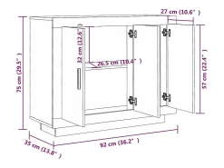 Aparador de madera contrachapada gris Sonoma 92x35x75 cm