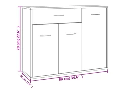 Aparador de madera contrachapada color roble Sonoma 88x30x70 cm