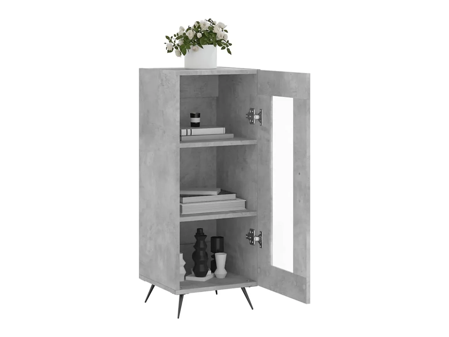 Aparador de madera contrachapada gris hormigón 34,5x34x90 cm ES77146