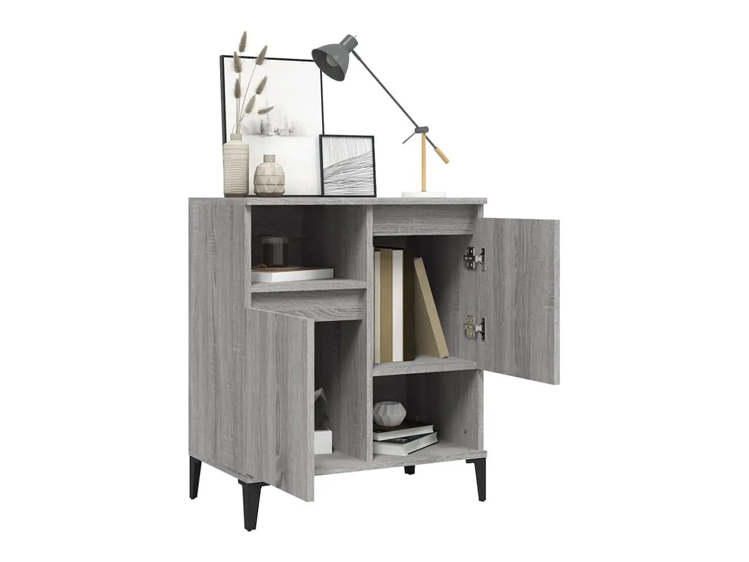 Aparador de madera contrachapada gris Sonoma 60x35x70 cm