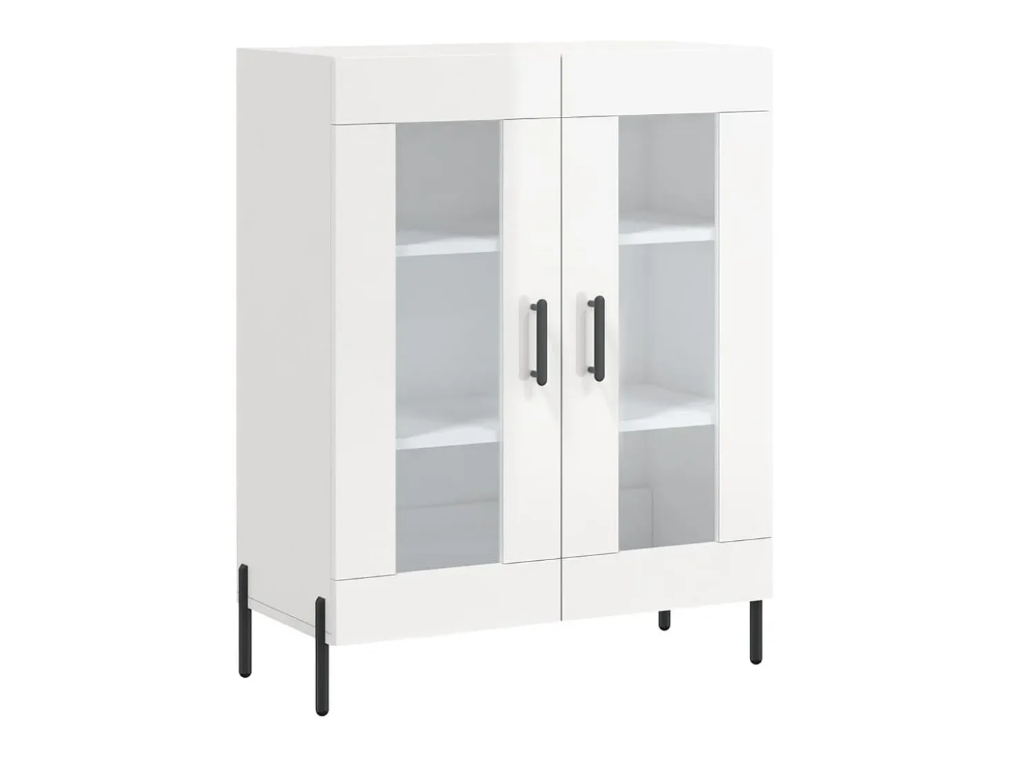 Aparador de madera contrachapada blanco brillante 69,5x34x90 cm