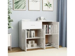 Aparador de madera contrachapada blanco brillante 88x30x70 cm ES90545