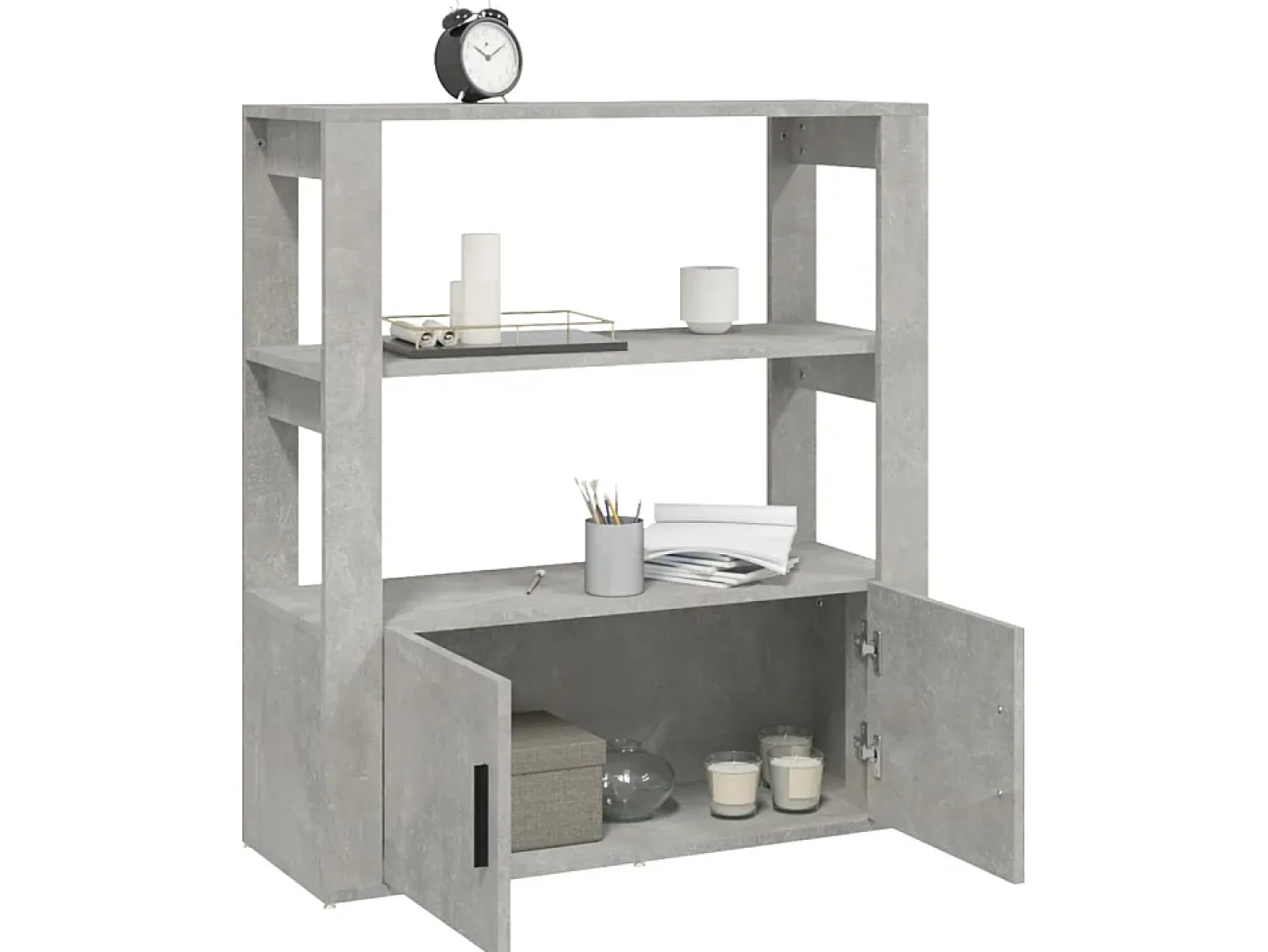 Aparador de madera contrachapada gris hormigón 80x30x90 cm ES95979